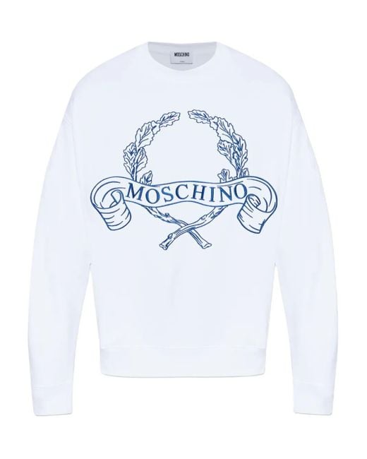 Moschino White Embroidered Sweatshirt for men