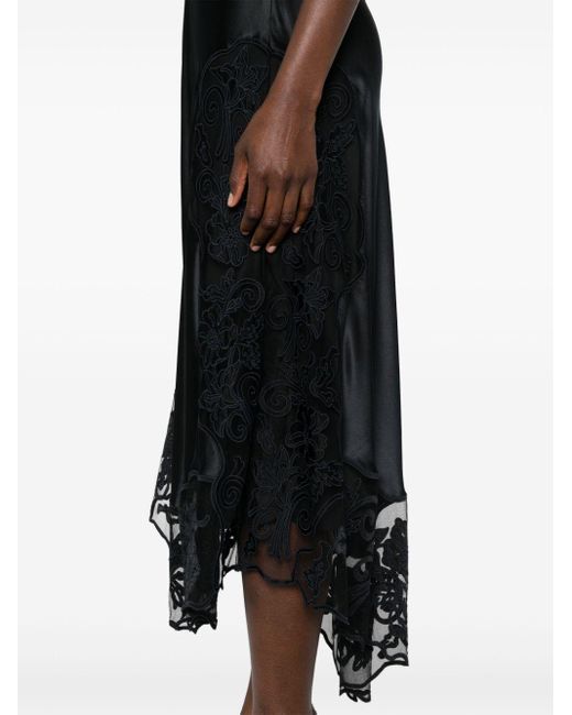 Ulla Johnson Black Kaia Floral-lace Silk Maxi Dress
