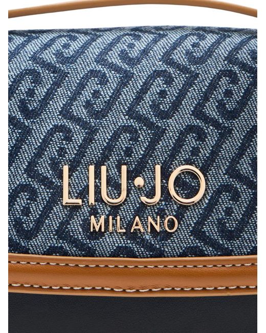 Liu Jo Blue Small Jacquard Denim Crossbody Bag