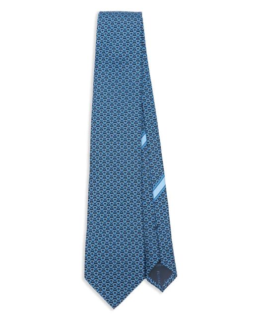 メンズ Ferragamo Geometric-print Silk Tie Blue