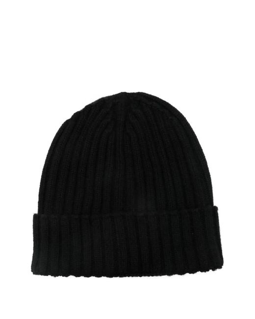 Dell'Oglio Black Ribbed Beanie for men
