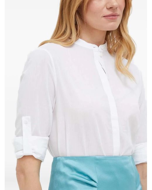 Boss Blue Mandarin-Collar Shirt