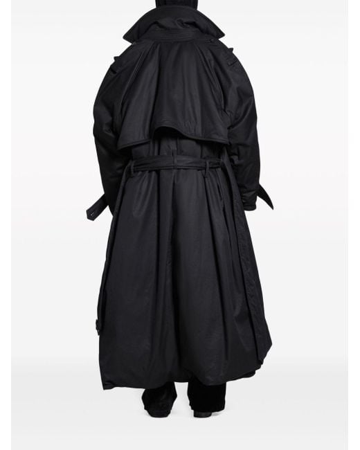 Balenciaga Black Belted Padded Trench Coat