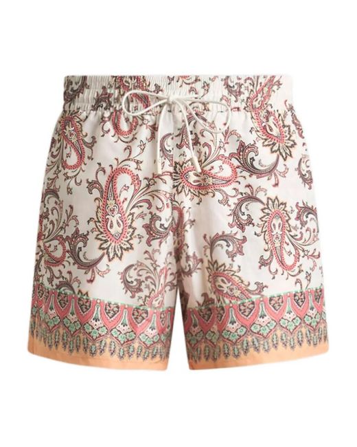 Etro Red Polyester Swim-Trunk Roma for men