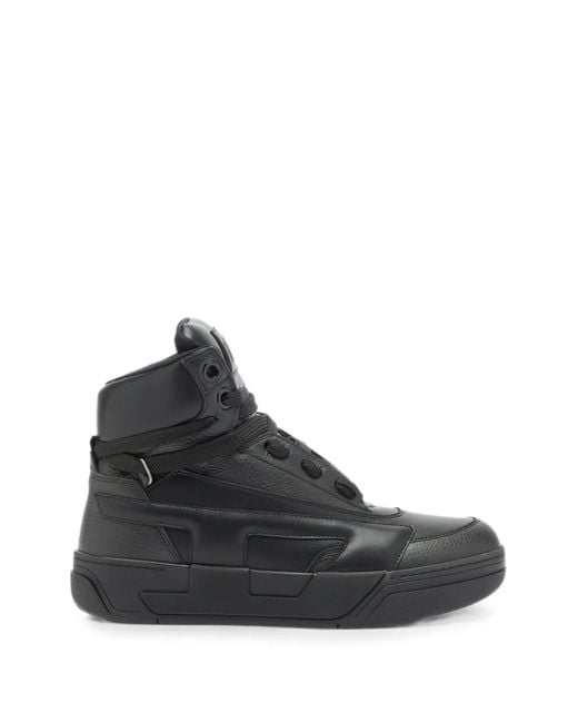 DIESEL Black S-D-Ollie Mid Leather High-Top Sneakers for men