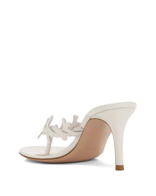 Gianvito Rossi White Leaf Stiletto Mules
