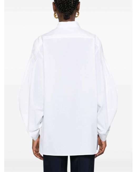 Alberta Ferretti Draped-sleeve Cotton Shirt White