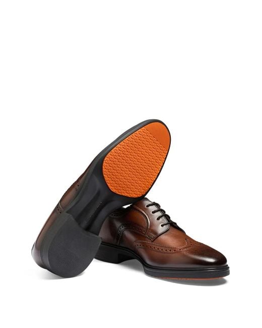 Santoni Brown Easy Brogues for men