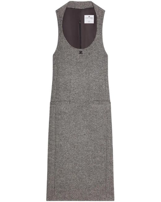 Robe En Laine Mélangée À Coupe Mi-Longue Courreges en coloris Gray