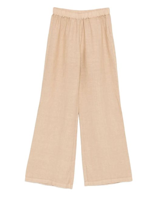 120% Lino Natural Elastic-Waist Linen Trousers