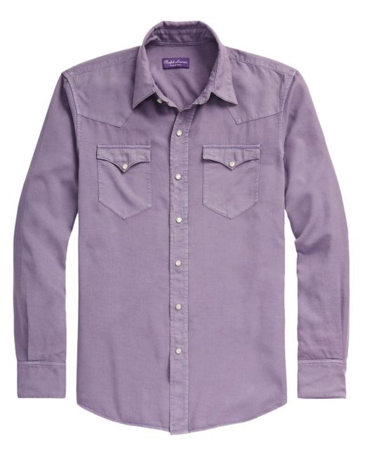 Ralph Lauren Purple Label Purple Long-sleeve Lyocell Shirt for men