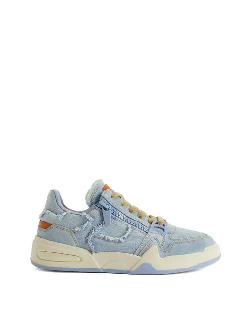 Giuseppe Zanotti Blue Frayed Zip-Up Trainers