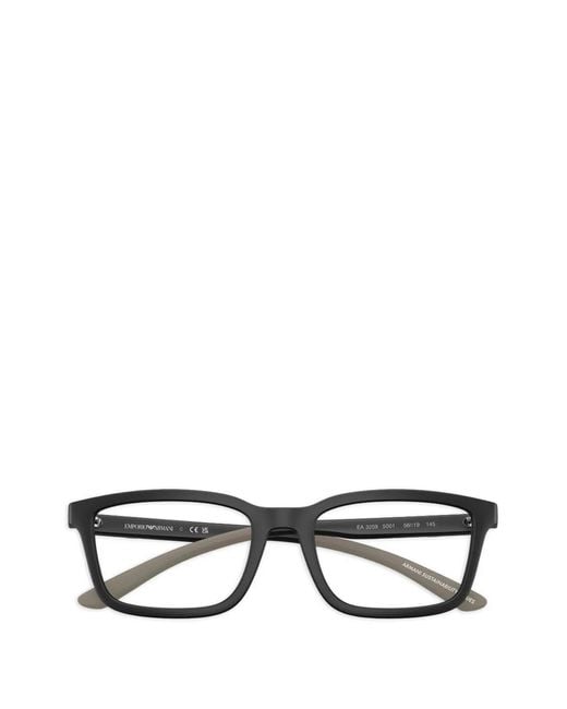 Emporio Armani Black Rectangle-Frame Glasses for men