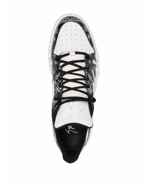 Giuseppe Zanotti White Bandana-Print Low-Top Sneakers for men