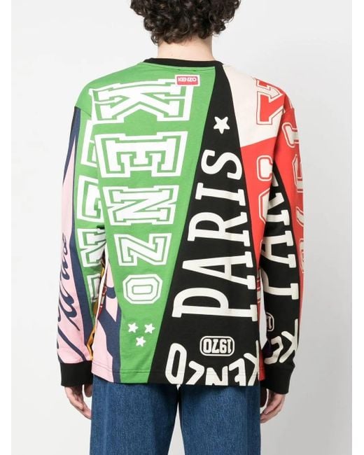 KENZO Green Patchwork Cotton Sweatshirt for men