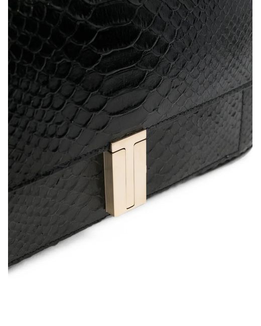 Tom Ford Black Semi Shiny Printed Python Mia Chain Shoulder Bag