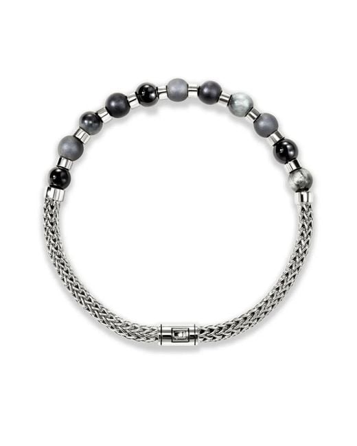 John Hardy White Sterling Beaded Bracelet for men