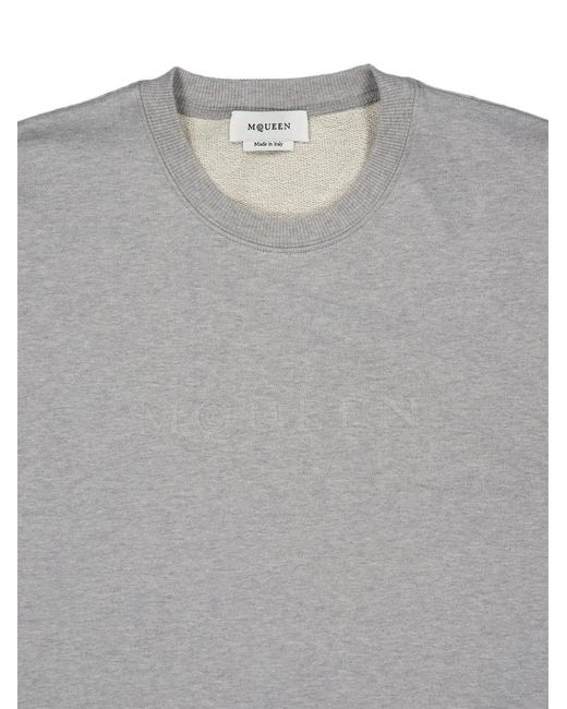 McQueen Gray Embossed-Logo Sweatshirt for men