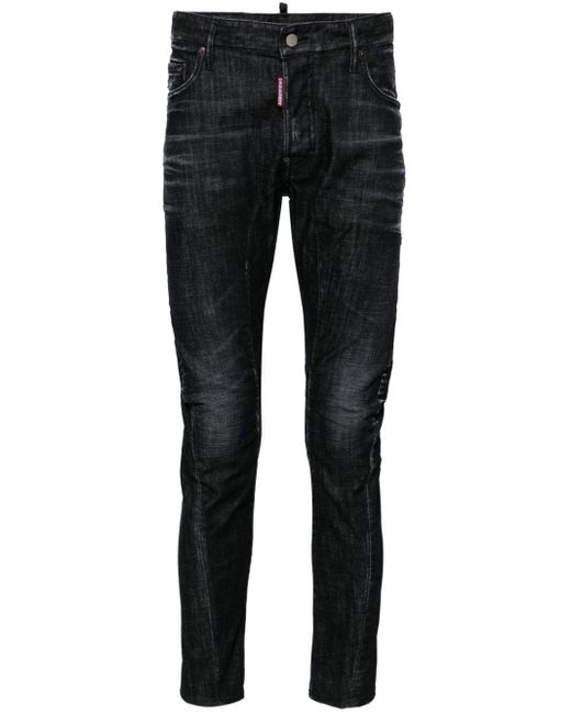 DSquared² Black Tidy Biker Mid-rise Logo-patch Skinny Jeans for men