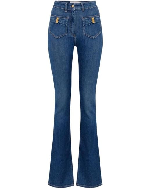 Vaqueros acampanados con detalle de lazo Elisabetta Franchi de color Blue