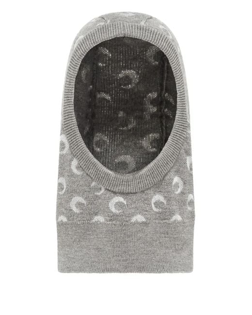 MARINE SERRE Gray Moon Jacquard Knit Balaclava