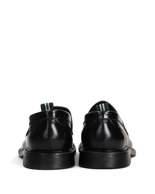 Green George Black Leather Loafers for men