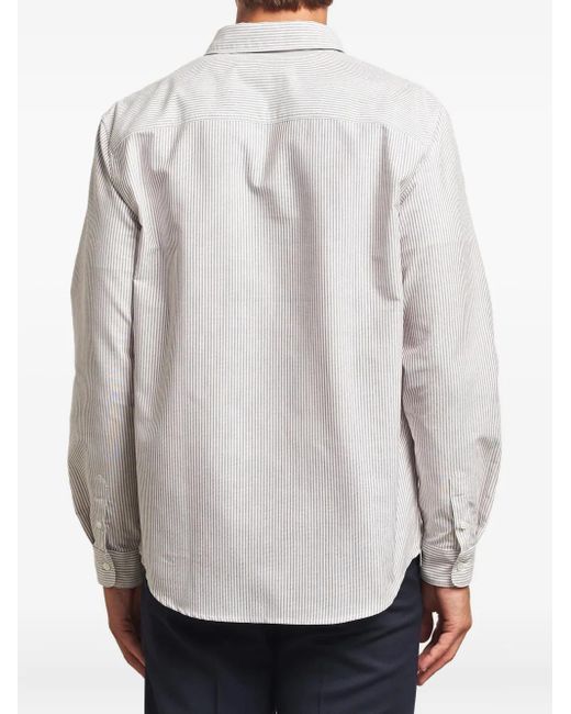 A.P.C. White Striped Button-Down Shirt for men