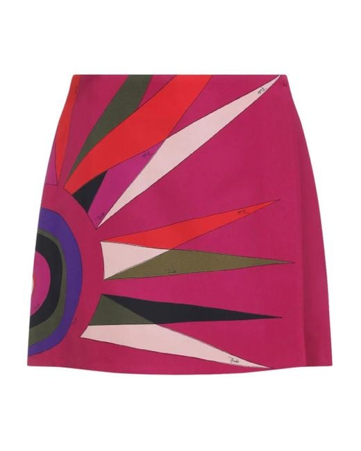 Falda con estampado geométrico Emilio Pucci de color Red