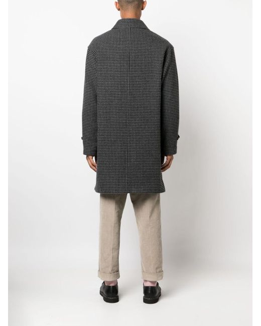 Mackintosh Black Houndstooth-pattern Wool Coat for men