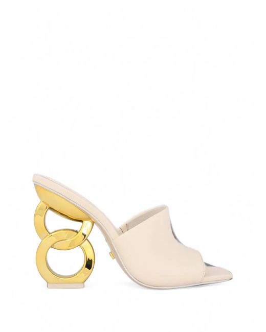 Kat Maconie Natural Ebba Chain-Link Heel Sandals