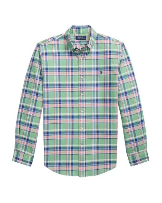 Polo Ralph Lauren Blue Plaid-Pattern Cotton Shirt for men
