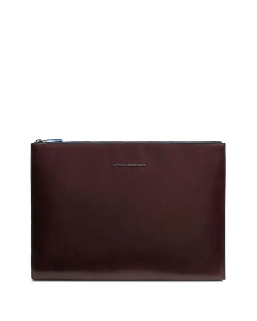 Piquadro Purple Ipadpro 13" Logo-Plaque Zip-Top Leather Clutch Bag