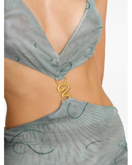 Amir Slama Blue X Jade Picon Cut-Out Printed Maxi Dress