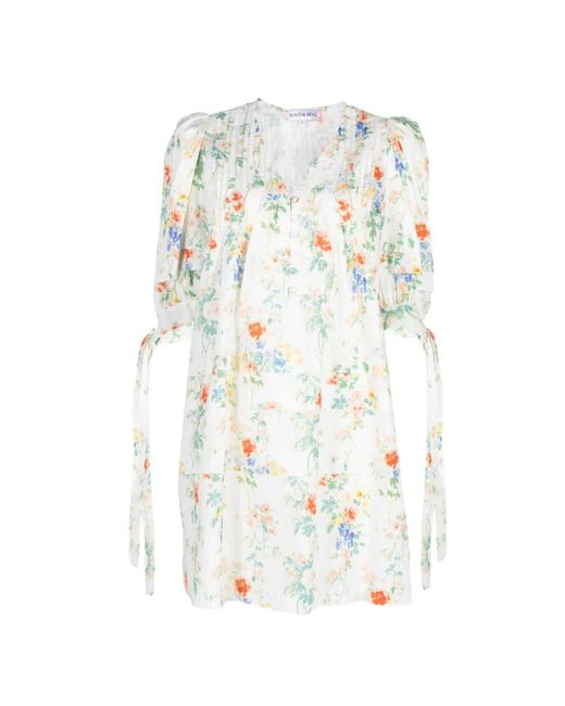 Hunter Bell White Paige Floral-Print Pintucked Mini Dress
