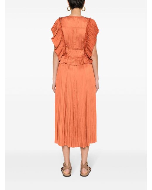 Ulla Johnson Orange Letty Midi Dress