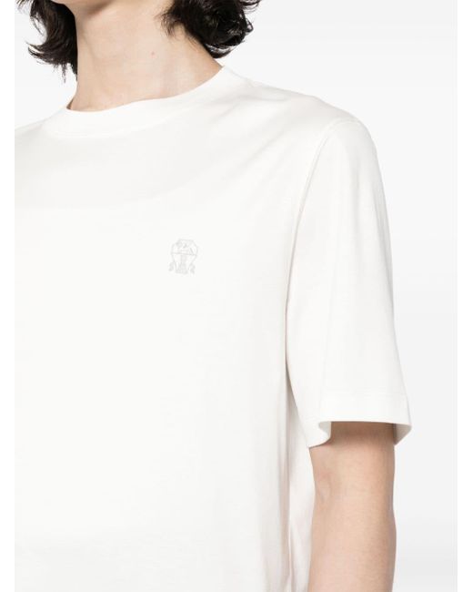 Brunello Cucinelli T-shirt Met Logoprint in het White voor heren