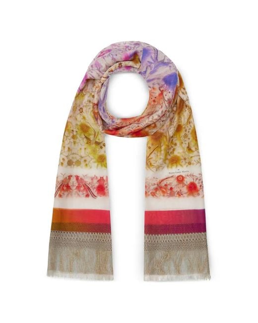 Pierre Louis Mascia Red Hawnbci Floral Fringe Scarf