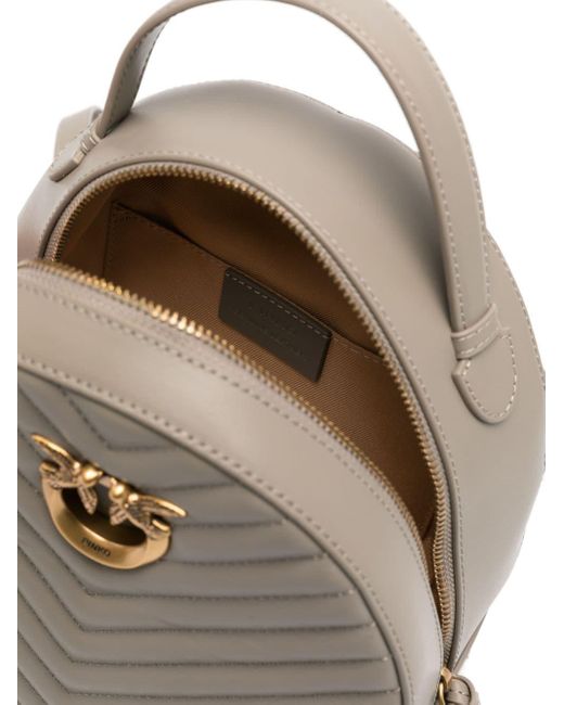 Pinko Gray Love Leather Backpack