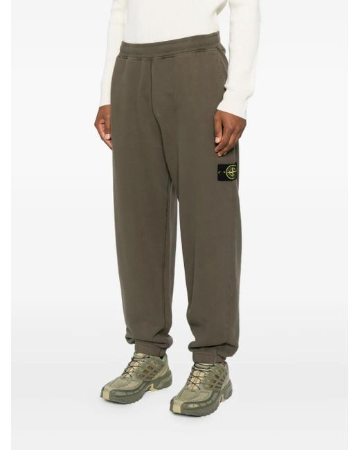 Stone Island Green Logo-Patch Track Pants for men
