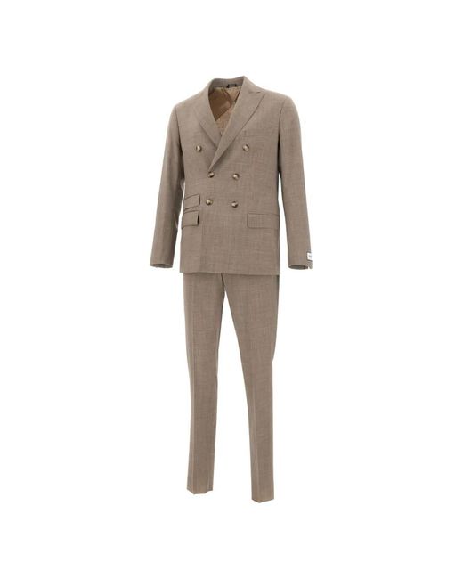 Emanuel Ungaro Natural Double-Breasted Peak-Lapel Suit for men