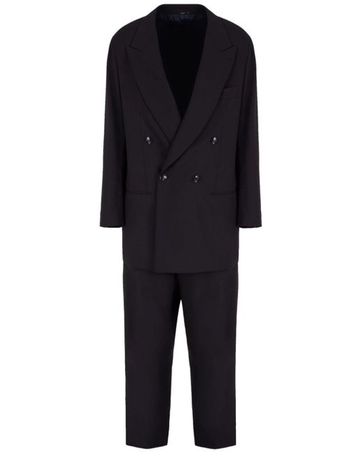 Giorgio Armani Black Double-breasted Virgin-wool Suit for men