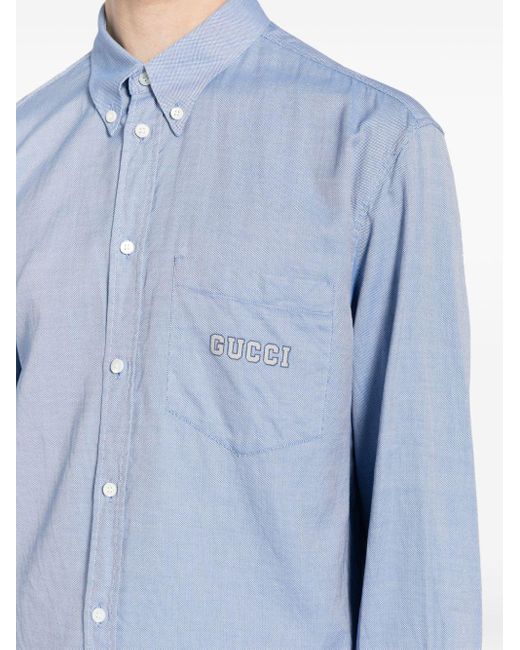 Gucci Overhemd Met Logoprint in het Blue voor heren