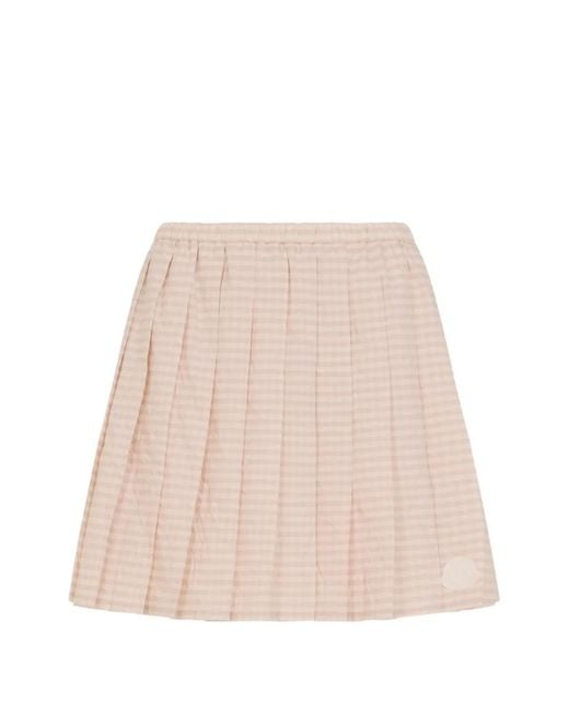Moncler Natural Gingham Pleated Skirt