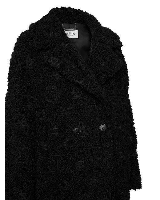 Philipp Plein Black Monogram Fur Coat