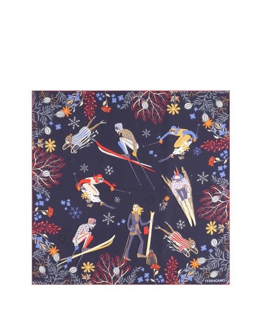 Ferragamo Blue Silk Scarf