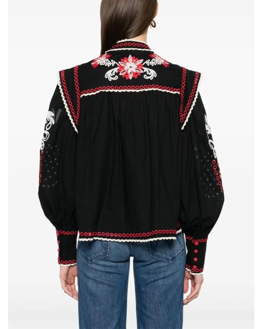 Farm Rio Mandala Richilieu ブラウス Black