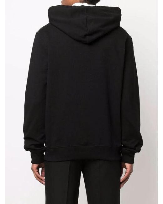 Lanvin Black Embroidered Hoodie for men
