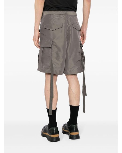 Sacai Gray Belted Cargo Shorts for men