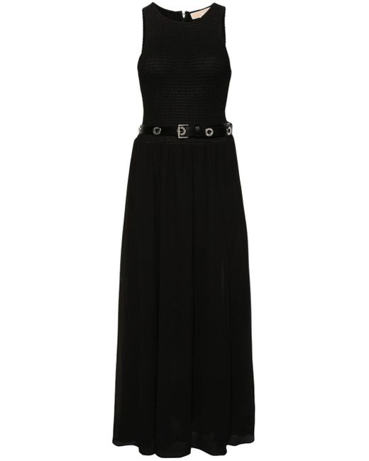 MICHAEL Michael Kors Black Belted Sleeveless Georgette Dress