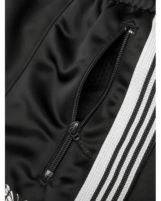 Needles Black Poly Smooth H.D. Side-Stripe Track Pants for men